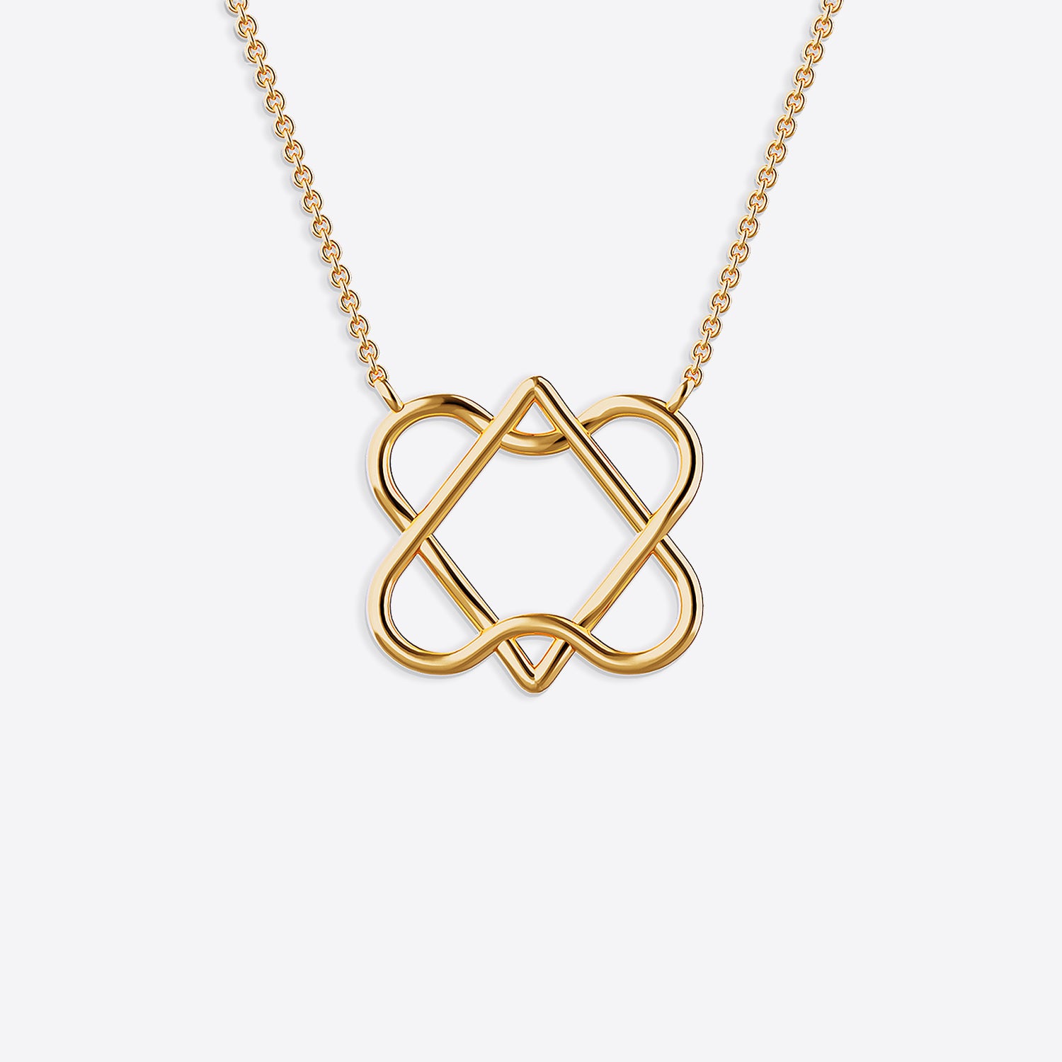 Classic Gold 18k Heart of David Necklace 24mm Star of David Magen
