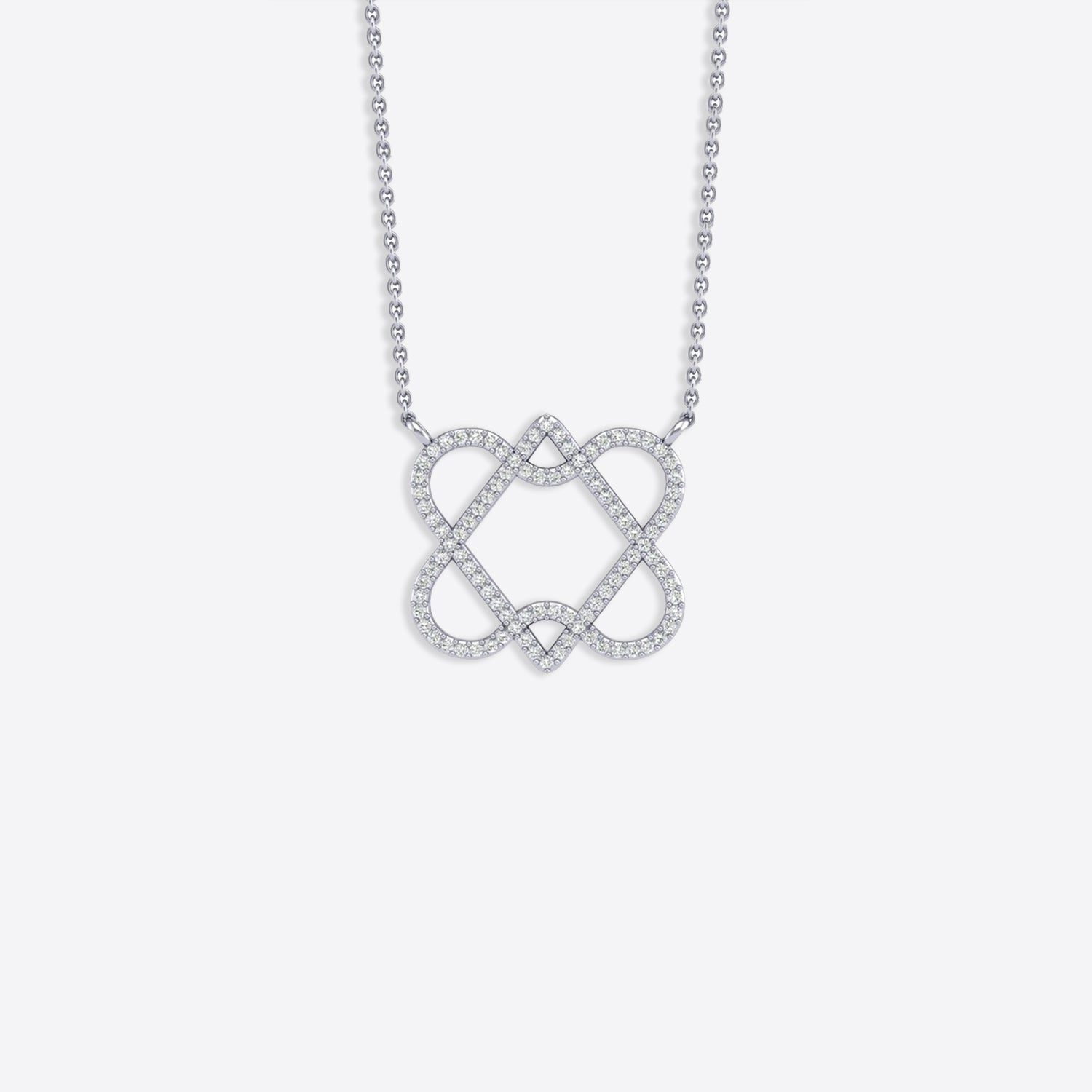 The David: 18k White Gold Diamond Heart of David Necklace - 19mm