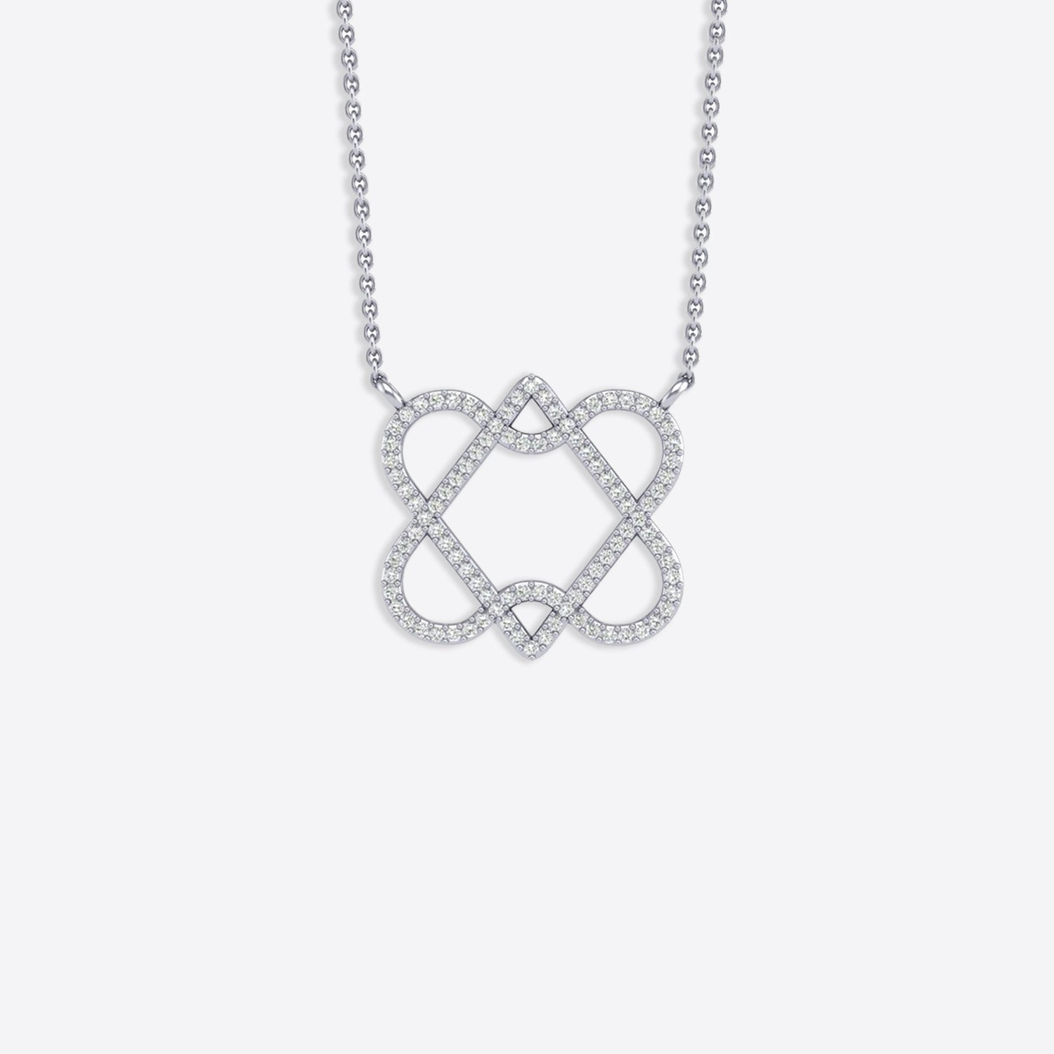 The David: 18k White Gold Diamond Heart of David Necklace - 24mm