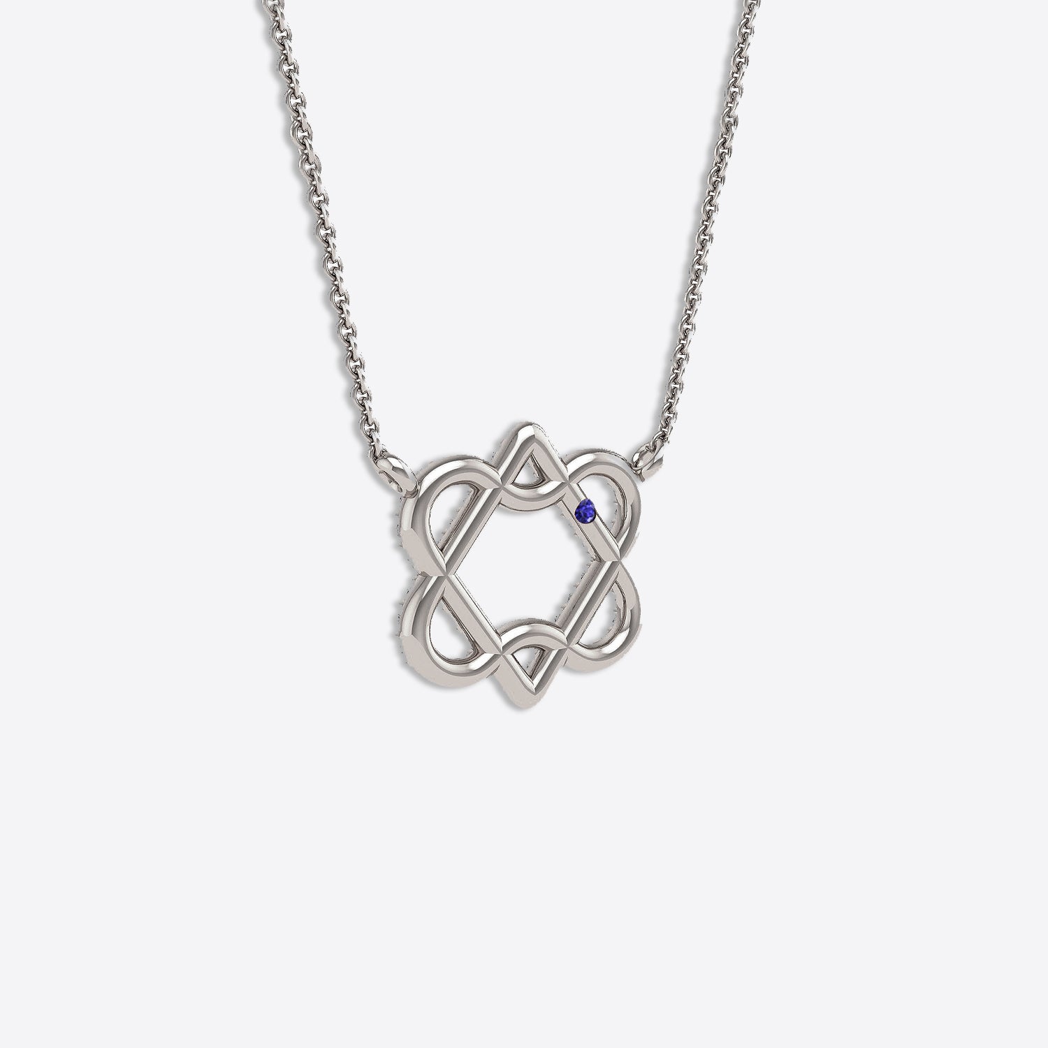 The David: 18k White Gold Diamond Heart of David Necklace - 24mm