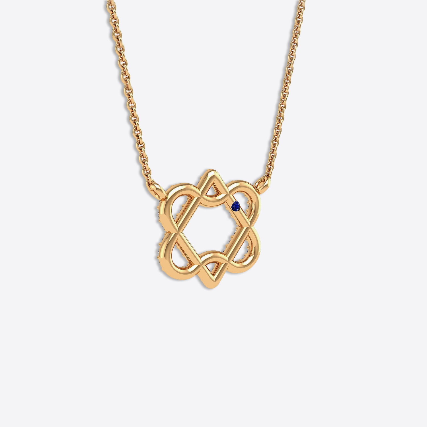 The Mira Collection: 18k Yellow Gold Diamond Heart of David Necklace